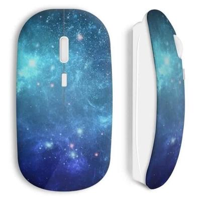 Souris Sans Fil - MANIACASE - Blue Sky - Couleur Bleu - Clé USB Wifi Incluse - Compatible Mac Et PC
