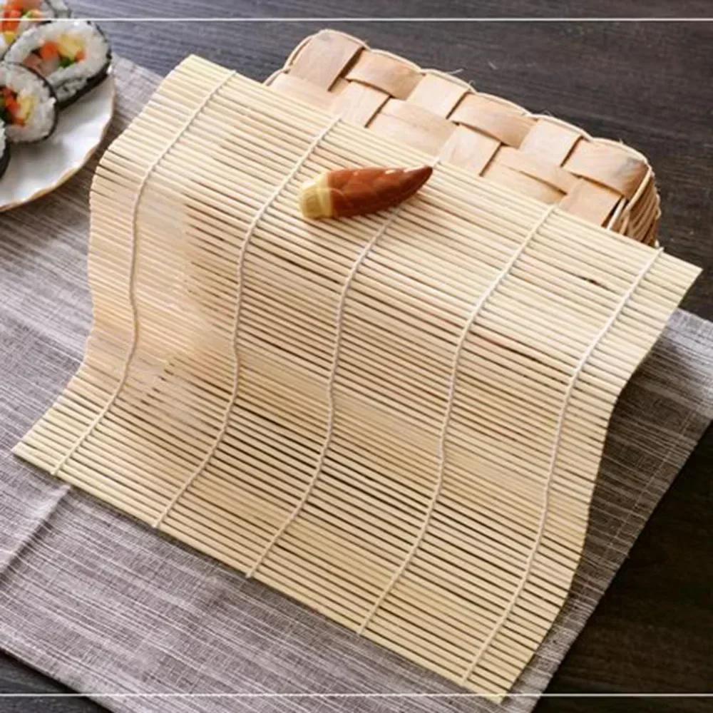 24X24cm/27X27cm/30X30cm Homemade No-stick Bamboo Sushi Mat Kitchen Sushi Roller Mat Heat Resistance Bamboo Roll Up Sushi Mat
