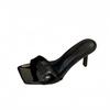 Black high-heeled one-word slippers women's spring and summer 2025 new French temperament sandals nude thin-heeled light-mouth sandals