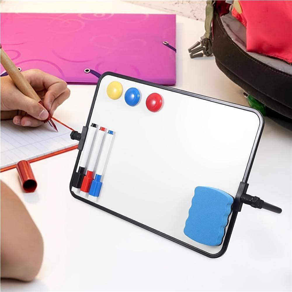Small Dry Erase Board ,Double-Sided Whiteboard Stand,Magnetic Mini Dry Erase Board Comes with 3 Markers,2 Magnets and 1 Eraser