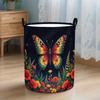 1pc Retro Moth & Night Sky Print Laundry Basket - Vintage Moth Flower Multipurpose Storage Hamper with Sturdy Handle, Suitable for Clothes,,, Room, Vi