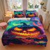 3pc Pumpkin Halloween Cover Set - 1 Quilt Cover + 2 Pillowcases, All Seasons Bedroom Setting, Perfect for Home074