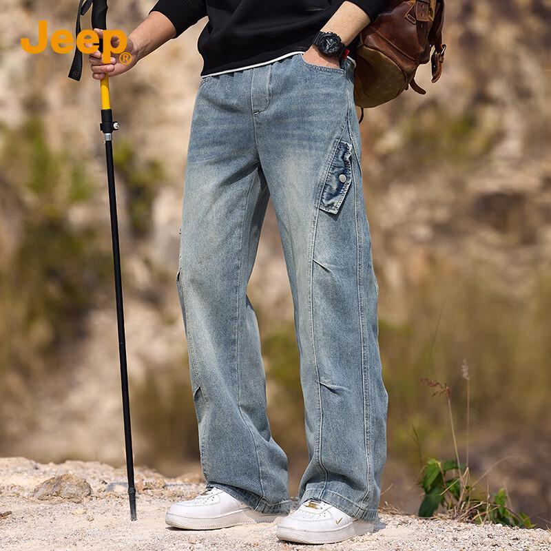 JEEP Men's Summer Loose Straight-Leg Jeans