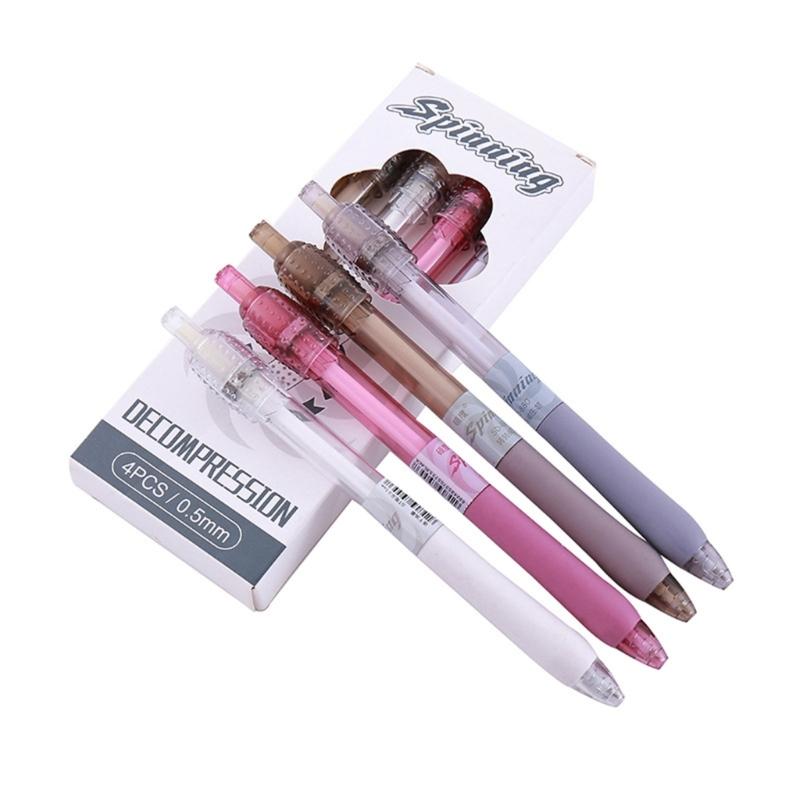 4PCS Twist Action Pens Black Ink Clicks Pens Anxiety Relief Toy for Students Study Office Supplies for Journaling