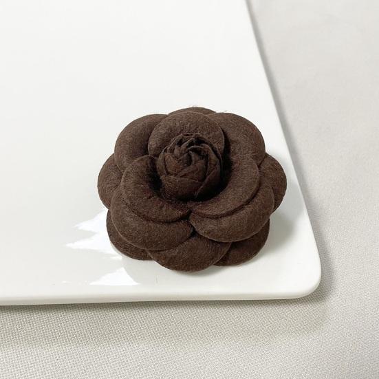 Women Brooch Fabric Camellia Shape Anti-slip Wear-resistant Suit Scarf Coat Collar Hat Pin Decoration Prom Party