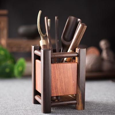 Tea Art Six Gentlemen Set Ebony Rosewood Tea Caddy  Spoons Cups Forks Kung Fu Tea Tools Accessories