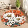 Daisy flower style Flannel-printed round floor mats are slip-resistant Suitable for living room bedroom terrace garden carpets