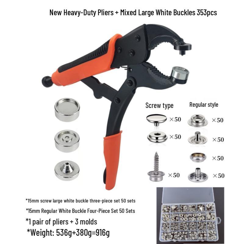 Heavy Duty Adjustable Snap Fastener Tool for Boat Covers with Large White Buckle