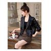 European Style Fashionable Women's Short PU Jacket for Autumn