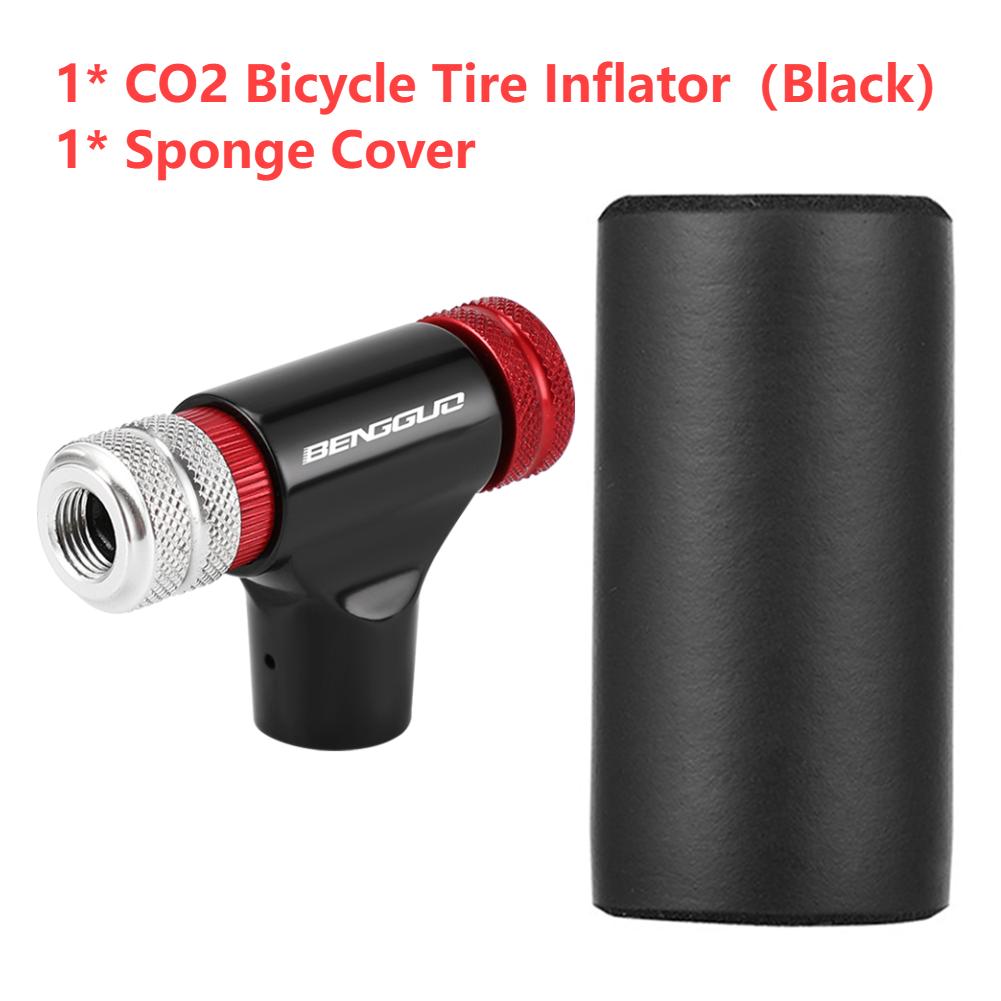 Mini CO2 Bicycle Tire Inflator for AV/FV nozzles Portable Tire Inflator Aluminum Alloy Valve CO2 Bike Tire Inflator Cycling Tool чёрный