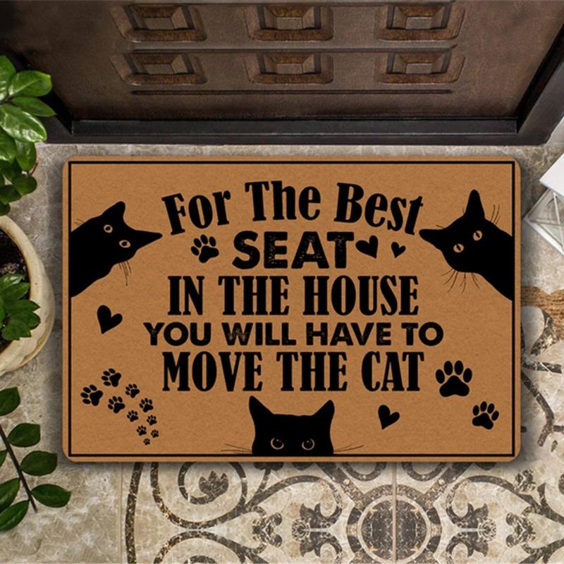 Funny Pet Entrance Door Mat Cat Dog Pattern Indoor Home Decor Foot Mat Dirt Resistant Absorbent Non-slip Floor Mat for Pet Fans