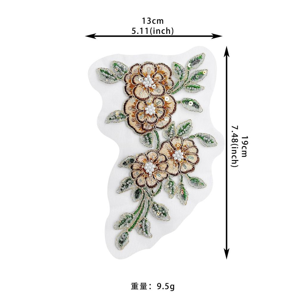 Color Bead Sequins Three-Dimensional Embroidery Flower Applique Clothing Cheongsam Hanfu Luggage Decoration Cloth Sticker Accessories