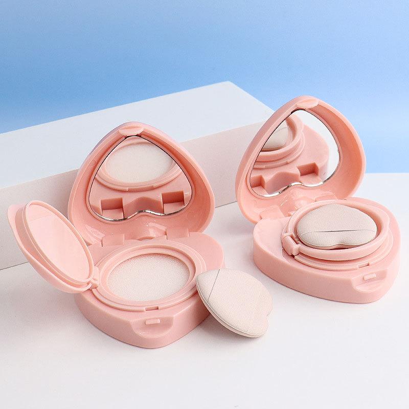 Trending 5g Heart Cushion Foundation Container, Mini ABS Empty Pot with Love Powder Puff, Aesthetic Travel Essential