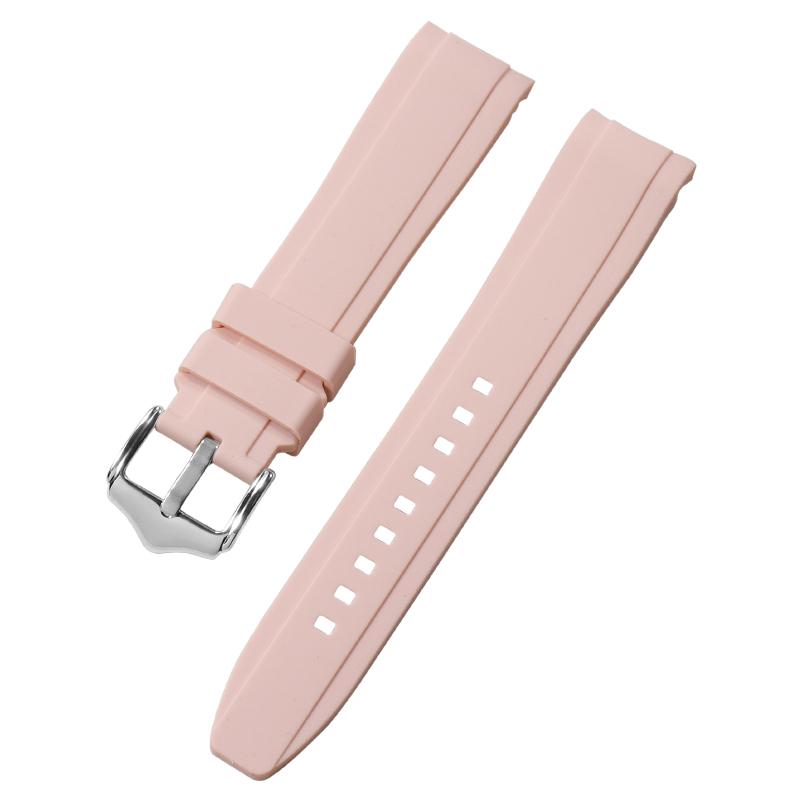 

20mm 22mm Soft Silicone Watch Strap for Omega for Swatch for Seiko Band Men Women Curved End Diving Rubber Sport Watch Bracelet 22mm рожевий