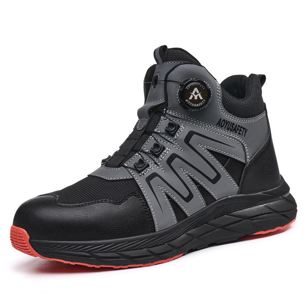 Aoyu Men s Lightweight Safety Work Shoes - Anti-Smash, Anti-Puncture, Wear-Resistant, Comfortable, Breathable Protection.