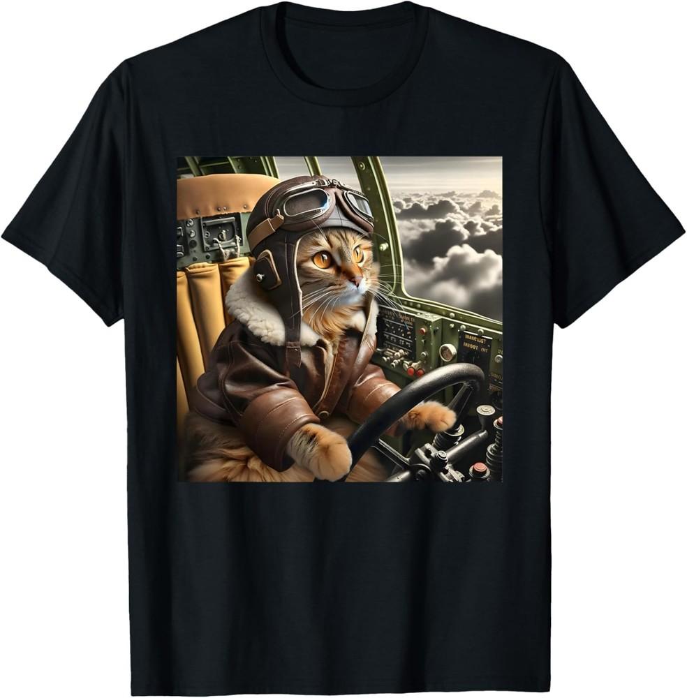 Vintage Cat Pilot - Cat pilots a cool fighter plane. T-Shirt Unisex T-Shirt S