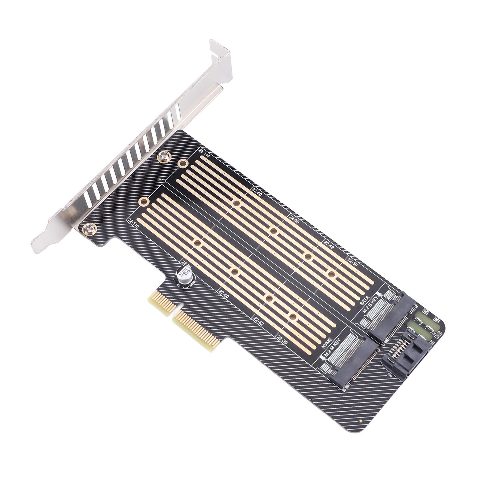 

2 Ports NGFF M.2 B M Key To PCI‑E 4X 3.0 Adapter Card SSD To PCI Express