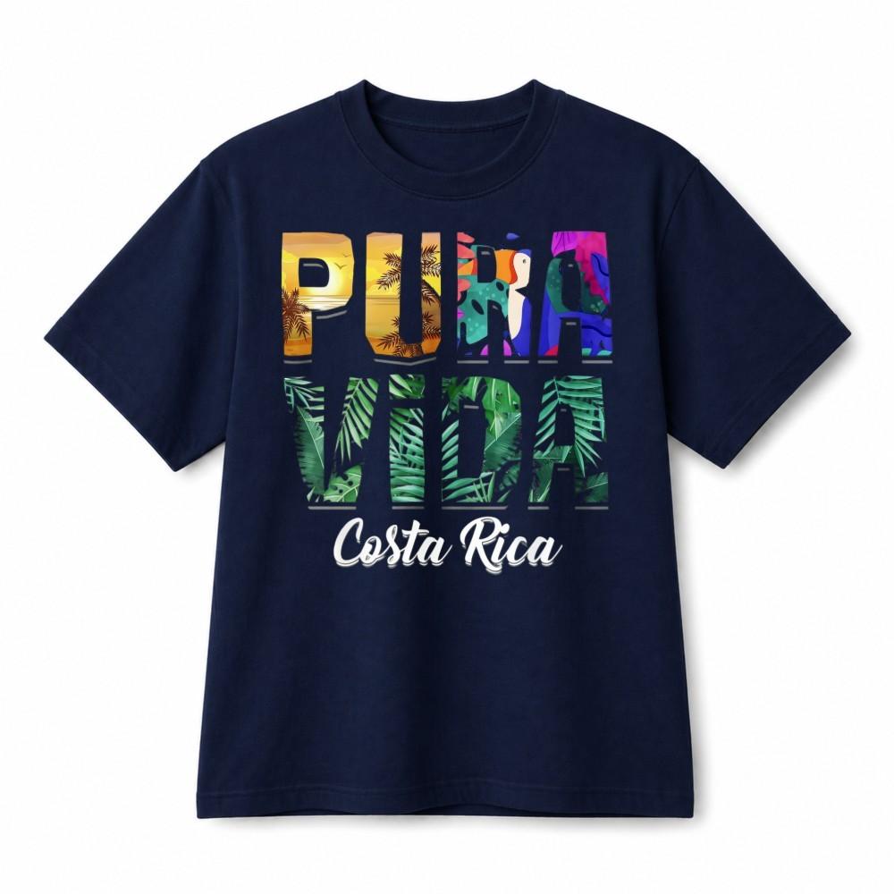 Pura Vida Costa Rica Tropical Graphic T-Shirt Vacation Souvenir Cotton Tee M