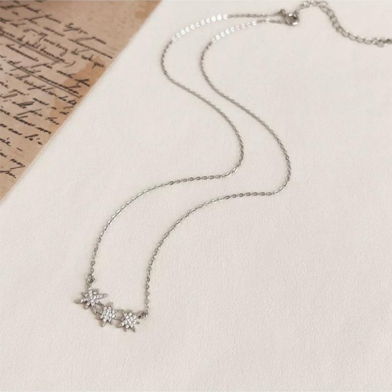 S925 Sterling Silver Wish Meteor Necklace for Women, New Niche Accessory, Full Diamond Eight-pointed Star Light Luxury Necklace