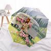 1pc Camper Van with Pink Flowers in Field Umbrella with Plastic Handle,Suitable for All Seasons Home Travel Outdoor UmbrellaDD414