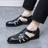 Sommer Trend Neue Herren Gladiatoren Schwarz Weiß Slip On Lackleder Freizeitschuhe Atmungsaktive Strandsandalen Outdoor Hausschuhe 38-46