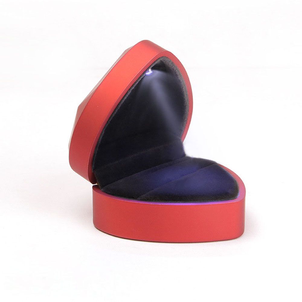 Proposal Velvet Wedding Ring Holder Heart-shaped Jewelry Display Organizer Storage Case Ring Box