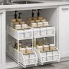 Iron 2 Tier Storage Basket Stable Frame Sliding Cabinet Basket Cabinet Organizer  for Kitchen
