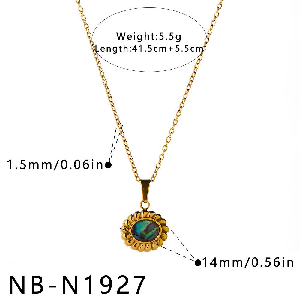 Stainless Steel Abalone Shell Necklace Women Heart Sun Water Drop Pendant Necklace Ins Fade Resistant Elegant Banquet Jewelry