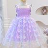Girls' Summer Camisole Dress with Decorative Large Butterflies, Fashionable Princess Dress, Children's Performance Gown, Tulle Puff Dress for Girls