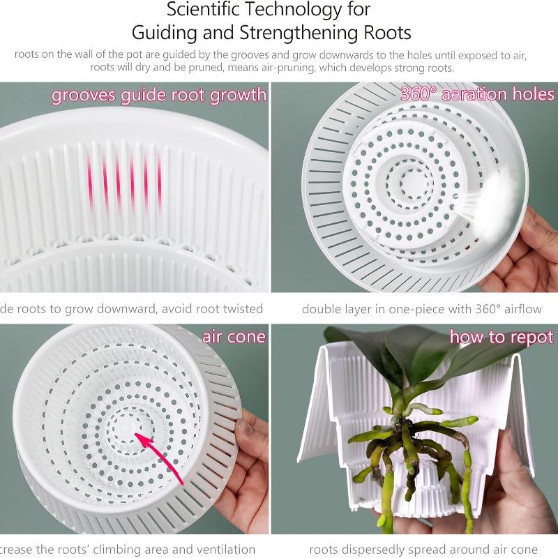 1PC 5-Inch breathable and leak-proof orchid pot, 1-piece set, African violet flower pot with hollow trim, PP resin white orchid container with tray