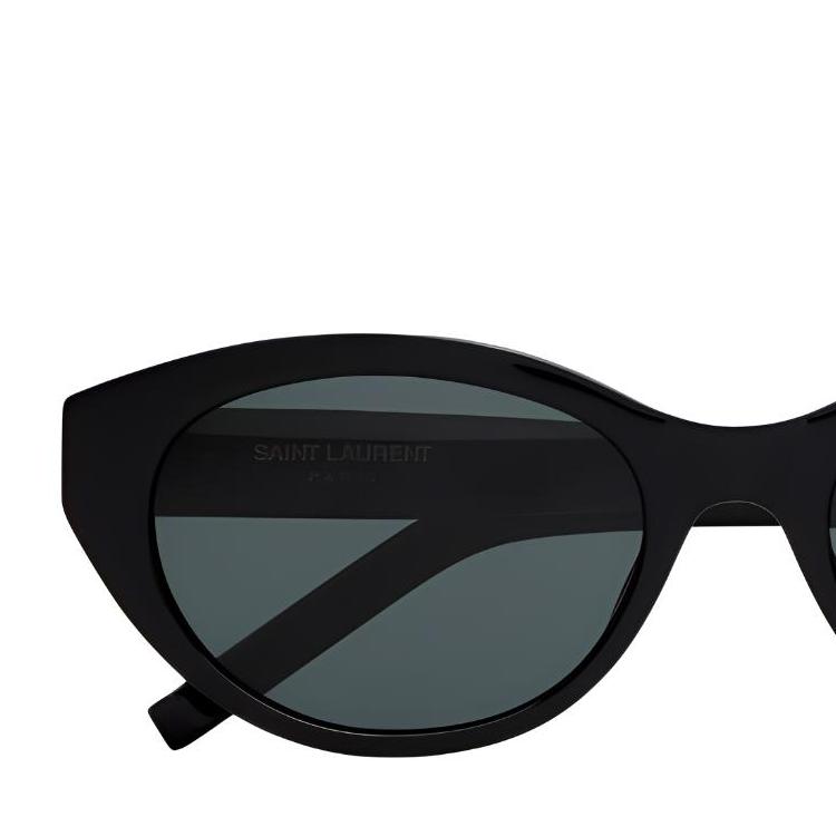 Saint Laurent Logo Decorated Oval Sunglasses Women Sunglasses Black 822276-Y9956-1000