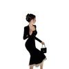 2025 Autumn High-End Waist-Hugging Fishtail Ruffle Dress for Women