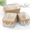 Solid Color Linen Basket Two-Tone Storage Organizer for Laundry Cosmetic