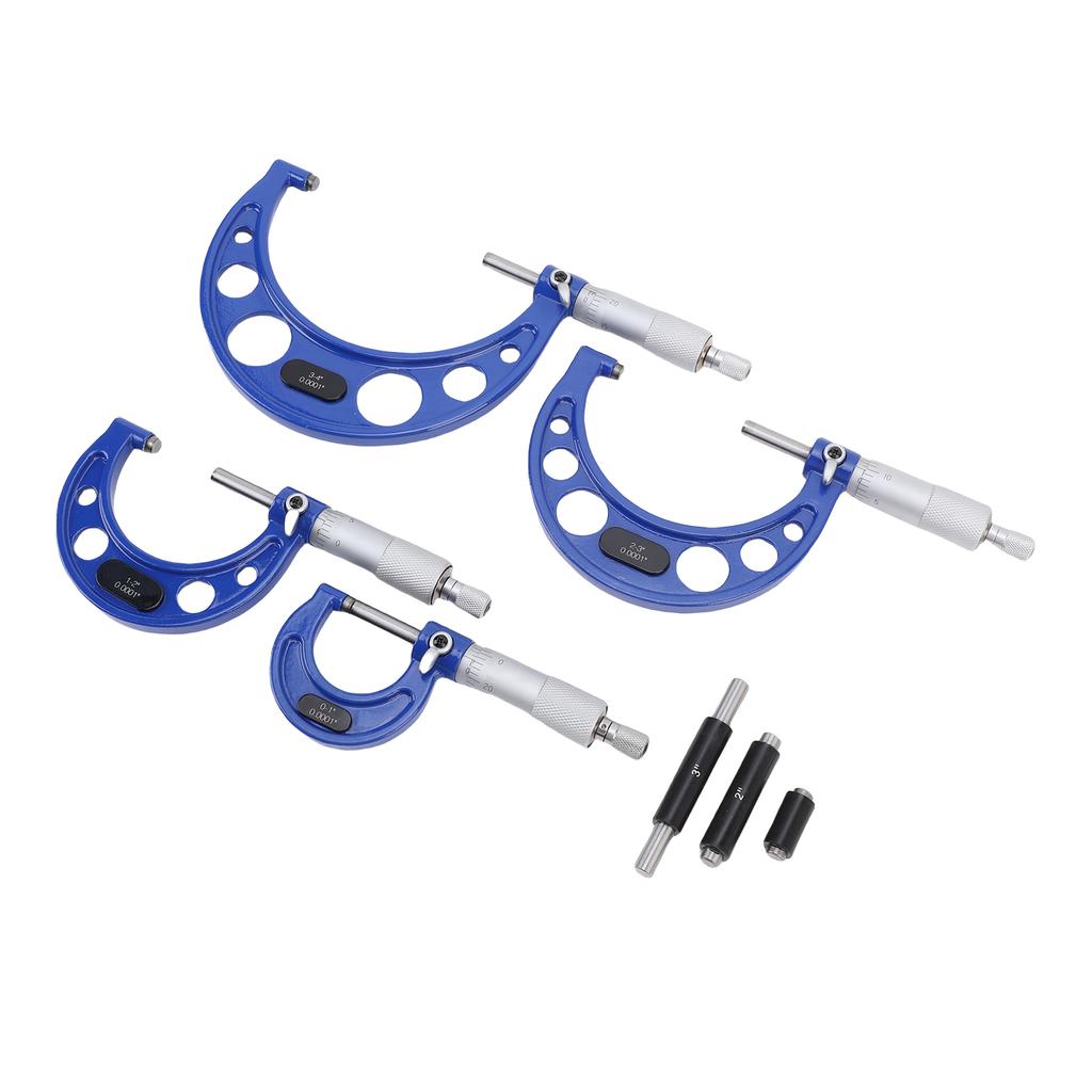 4PCS Micrometer Set 0 1 Inch 1 2 Inch 2 3 Inch 3 4 Inch Machinist Outside Micrometer Measuring Tool High Accuracy