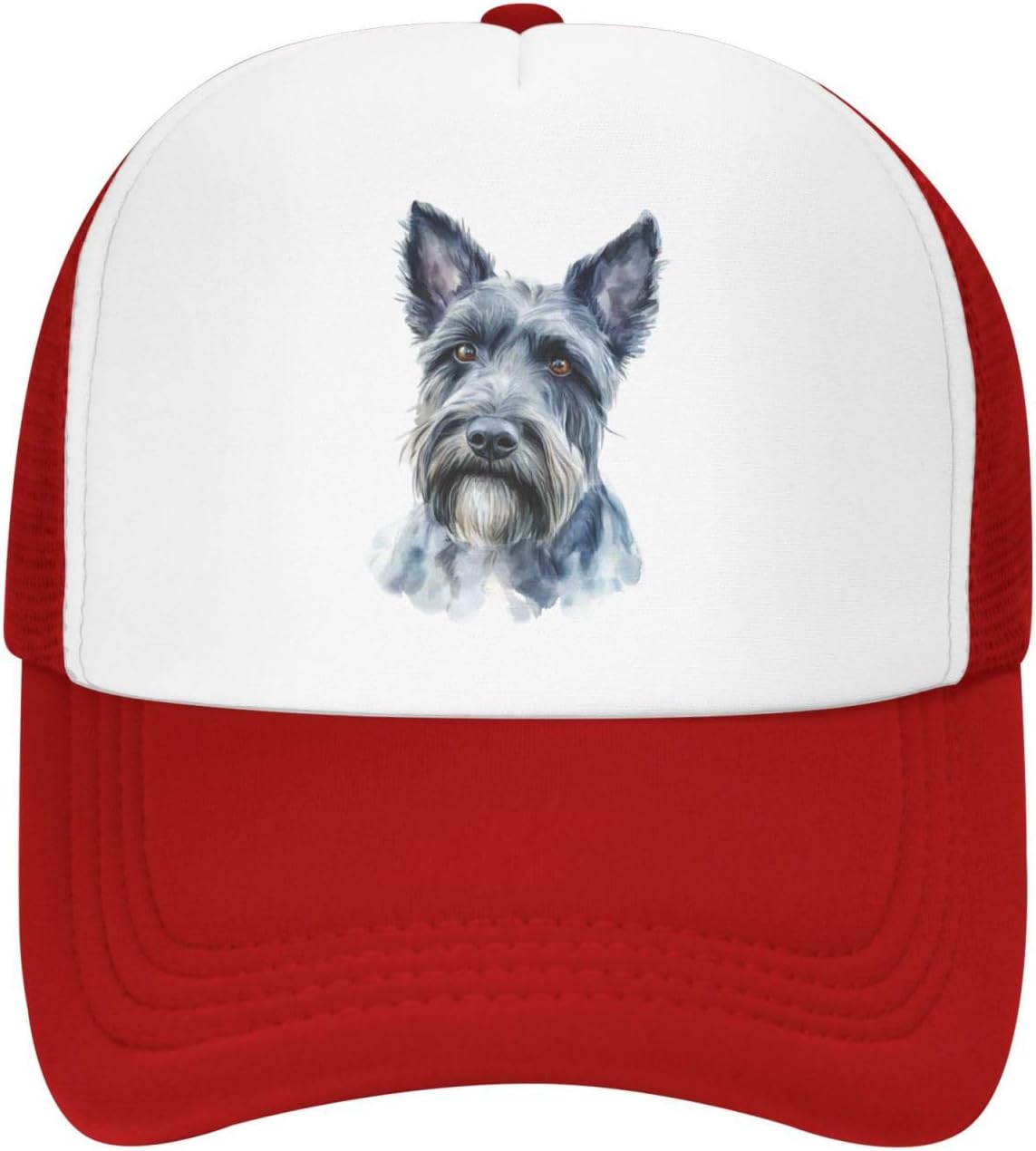 

Scottish Terrier Portrait Trucker Hat Watercolor Dog Breed Mesh Baseball Cap Adjustable Outdoor Headwear One Size