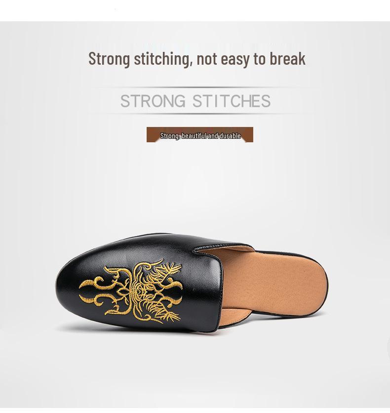 Men's Trendy Korean Slip-on Sandals: British-Style Backless Leather Shoes
