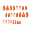 French Orange Almond-Edge Press-On Nails: Fake Solid Color Set of 24 Manicured Nails.