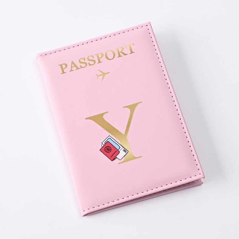 Husă pentru pașaport din piele imprimată cu litere Bărbați Femei Suport pentru pașaport Clip pentru bilet de avion Huse pentru pașapoarte Suport pentru identitate Suport card de credit