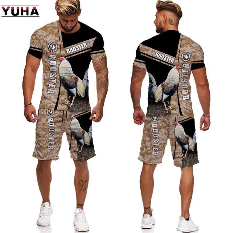 Summer Men Casual Tracksuit Retro Style O Neck Oversized Fashion 3D Printed T Shirts Men Tshirt+Shorts Clothing 2 Piece Sets