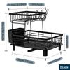 1PC Dish Drying Rack 2 Tier Large Dish Drainer Rack for Kitchen Counter, Rustproof Space Saving, Black