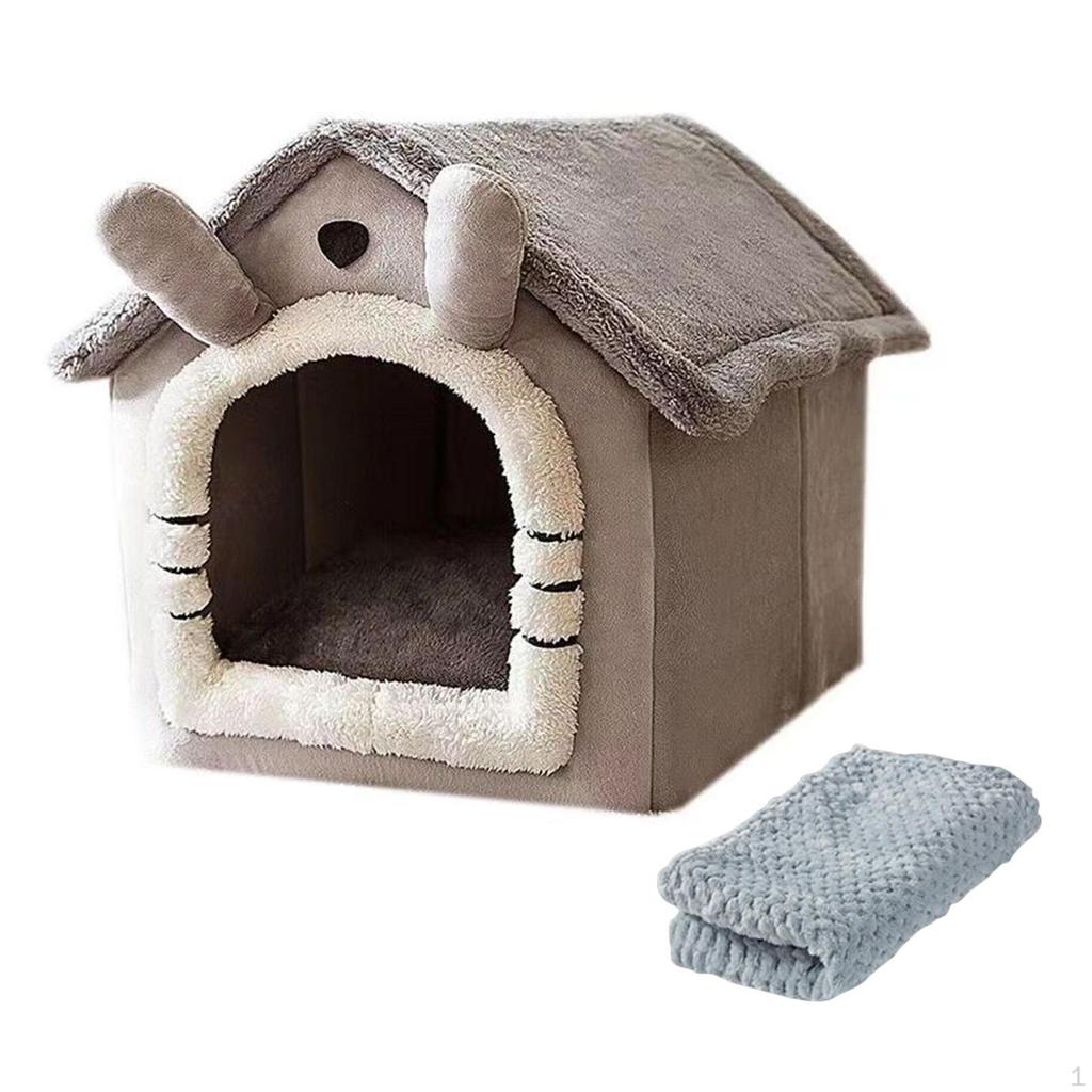 Compact Pet Shelter for Small Animals, Cat Bed with Detachable Cushion Kittens And Rabbits