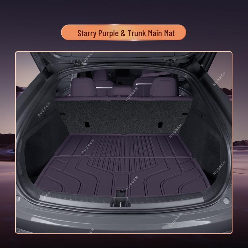 Leapmotor C10 Trunk Mat: TPE Semi-Surround, Waterproof, Fits 26 Models, Car Accessory Purple Single Layer: TPE Trunk Mat