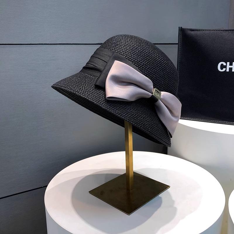 Top Hat Women's Summer Bow Temperament Sunscreen Straw Hat New Small Brim Straw Woven Beach Visor Sun Hat