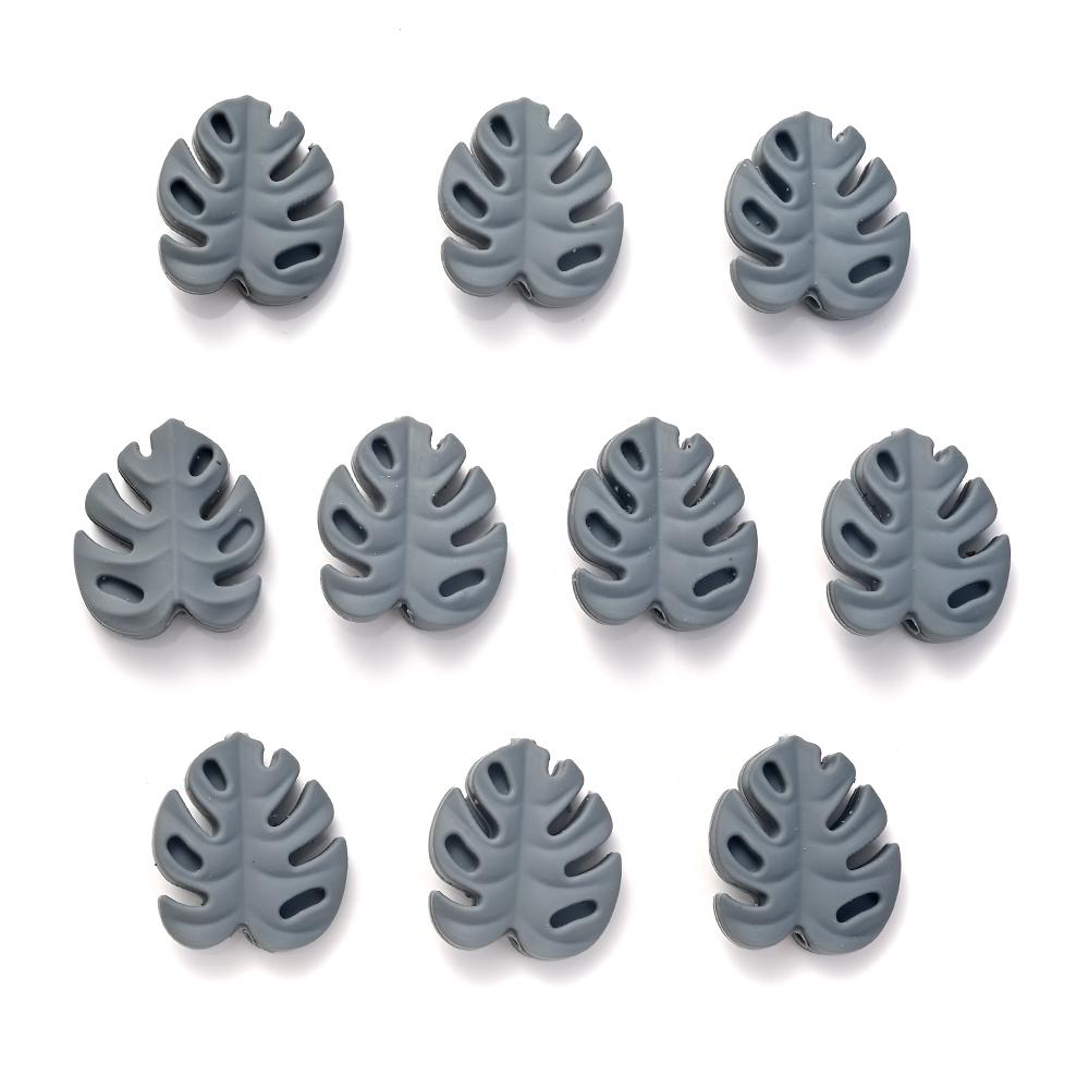 10Pcs Cartoon Leaf Silicone Beads Baby Teether Toy Infant Pacifier Chain Chewable Nursing Teether For DIY Handmade Accessories