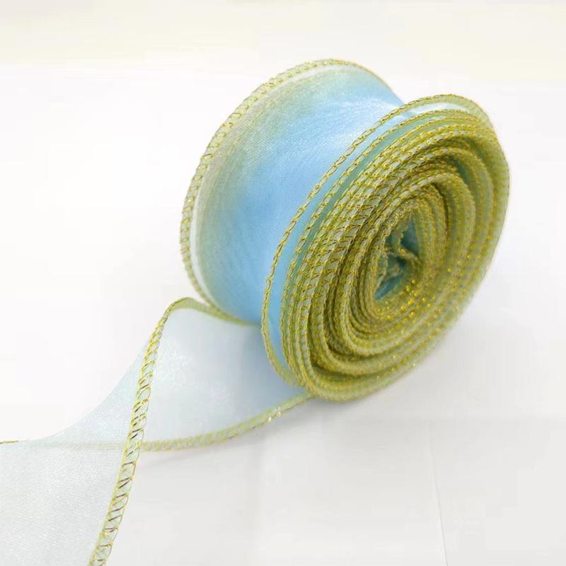 1 Roll Diy Bow Bouquet Voile Ribbons 4X900Cm Fishtail Organza Ribbon Reflective Iridescent Wavy Edge Ribbon For Gift Wrapping