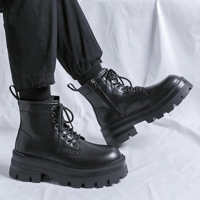 Høst Herremote Tykksålede Formelle Lærsko Merke Klassisk Svart Høy Topp Herre Business Formelle Lærsko Derby Sko