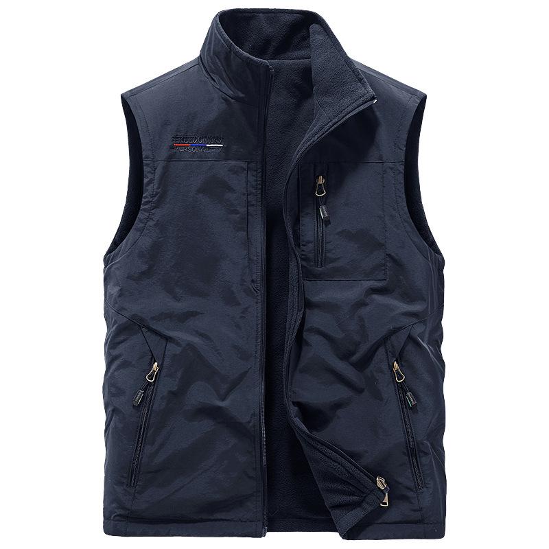 Herre Outdoor Dobbeltsidig Fleecevest - Tykkere Høst/Vinter Polarfleece Vest
