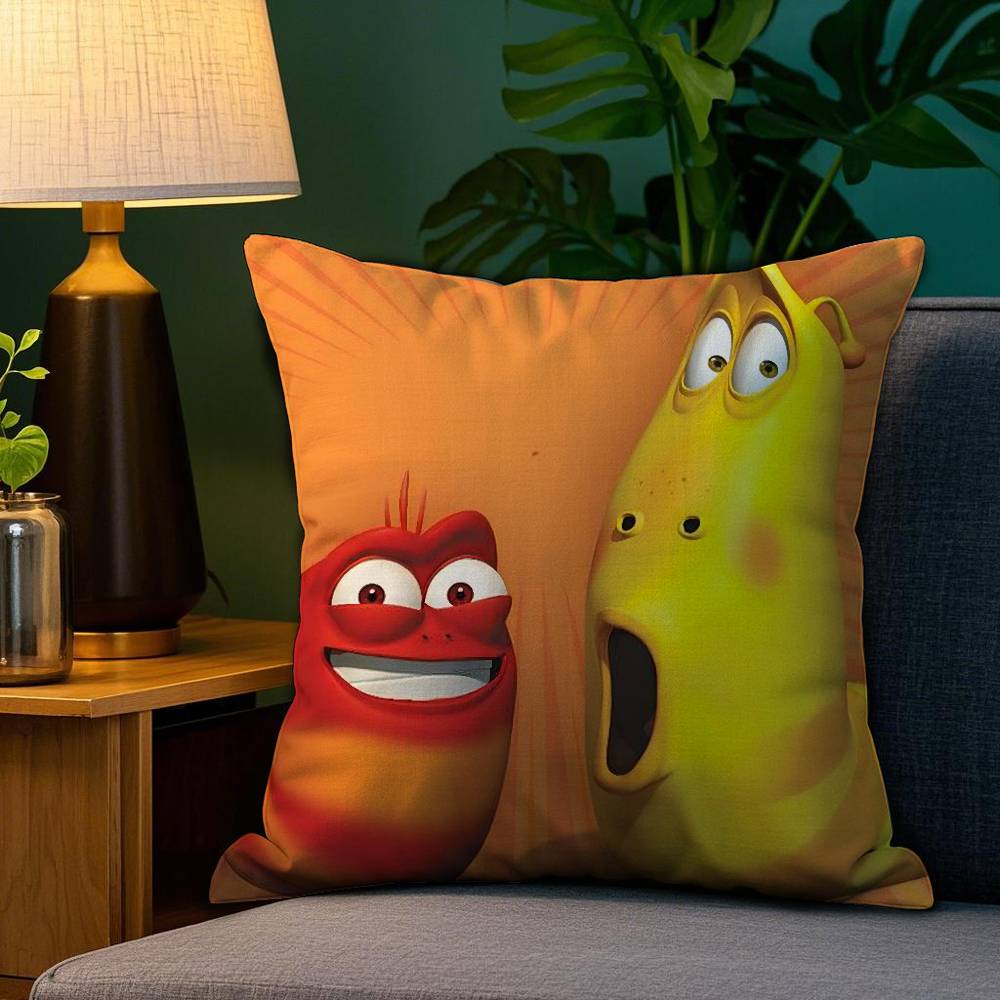 Funny L-Larva Cartoon Pillow Case Plush Fabric Soft Double Sided Print Sofa Cushion Cover Throw Pillow Covers