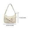 Women Fashion Shoulder Bag with Ruched Drawstring Strap Bow Leisure Satchel Bag Solid Color Cute Sling Bag Ladies Outdoor Bag