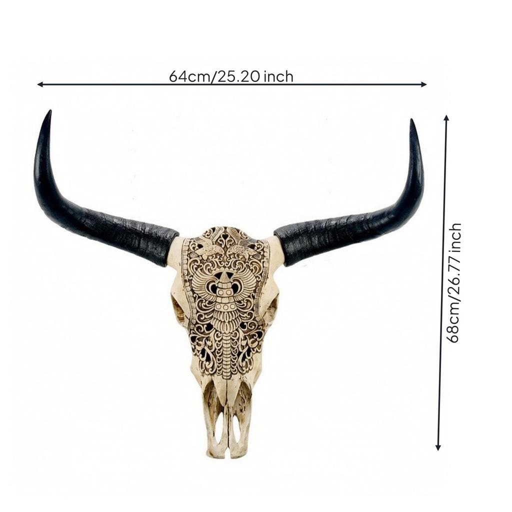 Southwestern Bull Skull Wall Decor Resin Hanging Farmhouse Boho